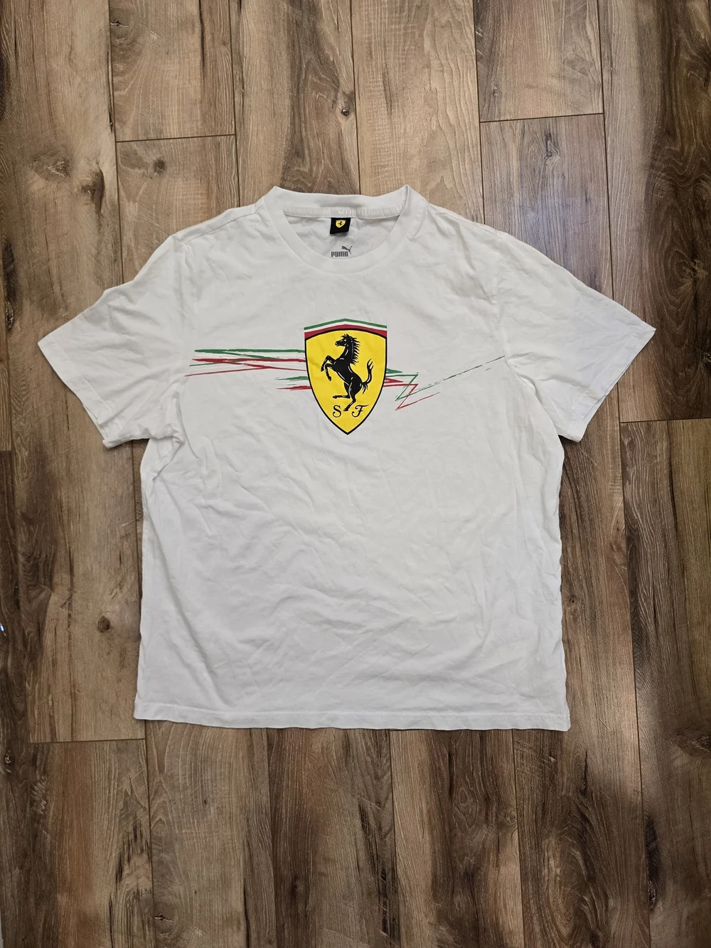 Puma White Short Sleeve Ferrari Shield Graphic Tee